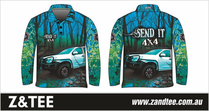 ★Pre-Order★ 4x4 | Send It Bush Aqua Shirt Z and TEE 4wd 4x4 4X4 DESIGNS boy boys camping cape en fishing girl girls KIDS LJM men mens Preorder quick dry spo-default spo-disabled sun sun shirt sun shirts sunsafe tip travel uv Women womens