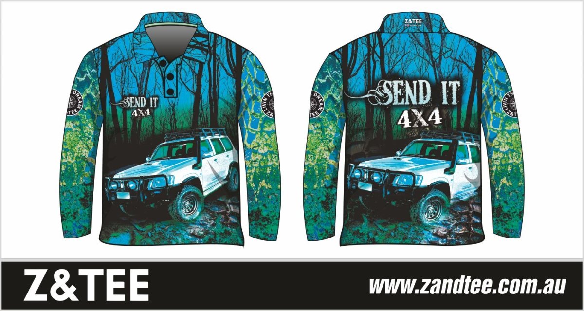 ★Pre-Order★ 4x4 | Send It Bush Aqua Shirt Z and TEE 4wd 4x4 4X4 DESIGNS boy boys camping cape en fishing girl girls KIDS LJM men mens Preorder quick dry spo-default spo-disabled sun sun shirt sun shirts sunsafe tip travel uv Women womens