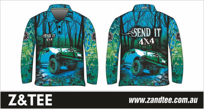 ★Pre-Order★ 4x4 | Send It Bush Aqua Shirt Z and TEE 4wd 4x4 4X4 DESIGNS boy boys camping cape en fishing girl girls KIDS LJM men mens Preorder quick dry spo-default spo-disabled sun sun shirt sun shirts sunsafe tip travel uv Women womens