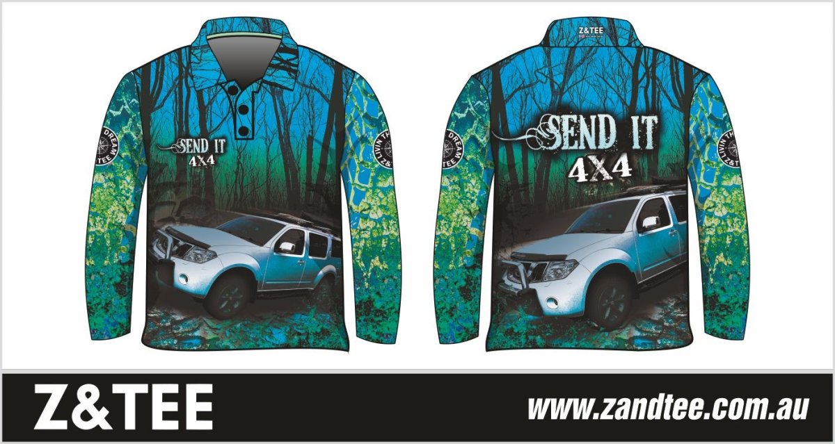 ★Pre-Order★ 4x4 | Send It Bush Aqua Shirt Z and TEE 4wd 4x4 4X4 DESIGNS boy boys camping cape en fishing girl girls KIDS LJM men mens Preorder quick dry spo-default spo-disabled sun sun shirt sun shirts sunsafe tip travel uv Women womens