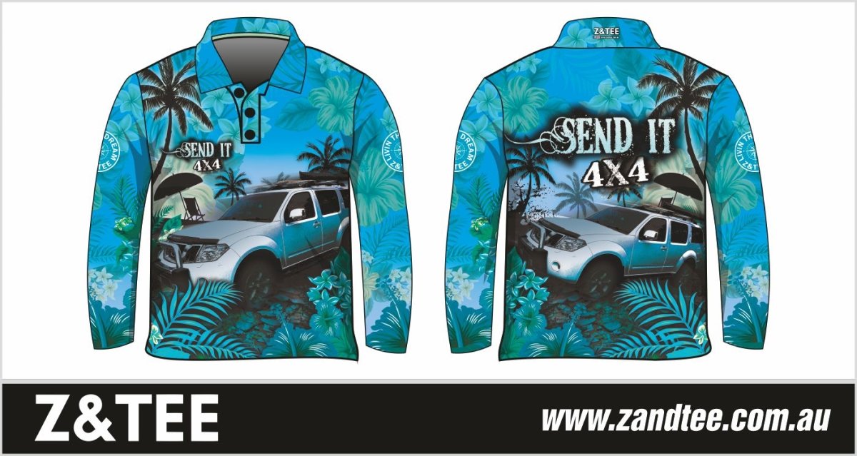 ★Pre-Order★ 4x4 | Send It 4x4 Tropical Aqua UV Protection Shirt Z and TEE 4wd 4x4 4X4 DESIGNS boy boys camping cape en fishing FLORAL girl girls KIDS LJM men mens Preorder quick dry spo-default spo-disabled sun sun shirt sun shirts sunsafe tip travel uv Women womens