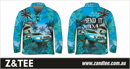 ★Pre-Order★ 4x4 | Send It 4x4 Tropical Aqua UV Protection Shirt Z and TEE 4wd 4x4 4X4 DESIGNS boy boys camping cape en fishing FLORAL girl girls KIDS LJM men mens Preorder quick dry spo-default spo-disabled sun sun shirt sun shirts sunsafe tip travel uv Women womens