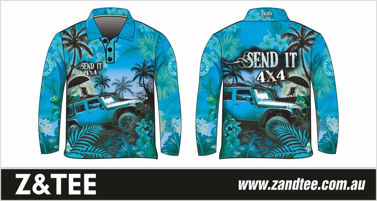 ★Pre-Order★ 4x4 | Send It 4x4 Tropical Aqua UV Protection Shirt Z and TEE 4wd 4x4 4X4 DESIGNS boy boys camping cape en fishing FLORAL girl girls KIDS LJM men mens Preorder quick dry spo-default spo-disabled sun sun shirt sun shirts sunsafe tip travel uv Women womens