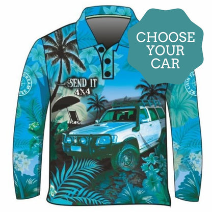 ★Pre-Order★ 4x4 | Send It 4x4 Tropical Aqua UV Protection Shirt Z and TEE 4wd 4x4 4X4 DESIGNS boy boys camping cape en fishing FLORAL girl girls KIDS LJM men mens Preorder quick dry spo-default spo-disabled sun sun shirt sun shirts sunsafe tip travel uv Women womens