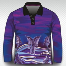 ★Pre-Order★ Indigenous | Dolphin Dreaming Purple Fishing Shirt Z and TEE ABORIGINAL Australia Australia Day Australian camping FIRST NATIONS FIRST NATIONS DESIGNS fishing KIDS LJM Preorder quick dry spo-default spo-disabled sun sun shirt sun shirts sunsafe uv WOMEN'S DESIGNS womens WORK