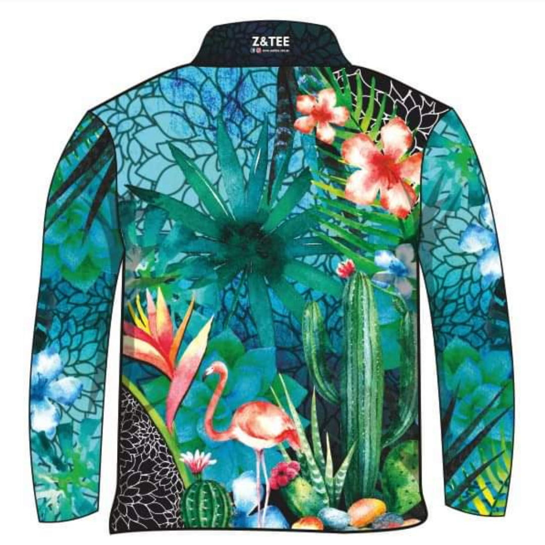 ★Pre-Order★ Tropical | Cuban Flamingo Paradise Shirt Z and TEE camping cruise fishing GIRLS DESIGNS KIDS LJM men Preorder quick dry spo-default spo-disabled sun sun shirt sun shirts sunsafe tropical TROPICAL DESIGNS uv WOMEN'S DESIGNS womens