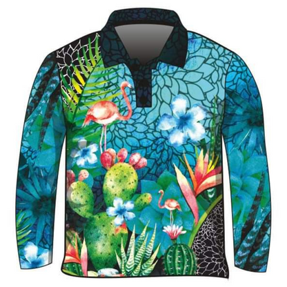 ★Pre-Order★ Tropical | Cuban Flamingo Paradise Shirt Z and TEE camping cruise fishing GIRLS DESIGNS KIDS LJM men Preorder quick dry spo-default spo-disabled sun sun shirt sun shirts sunsafe tropical TROPICAL DESIGNS uv WOMEN'S DESIGNS womens