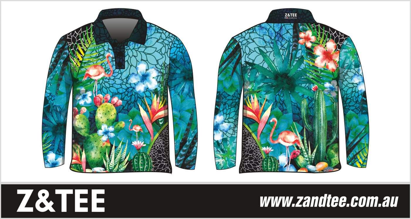 ★Pre-Order★ Tropical | Cuban Flamingo Paradise Shirt Z and TEE camping cruise fishing GIRLS DESIGNS KIDS LJM men Preorder quick dry spo-default spo-disabled sun sun shirt sun shirts sunsafe tropical TROPICAL DESIGNS uv WOMEN'S DESIGNS womens