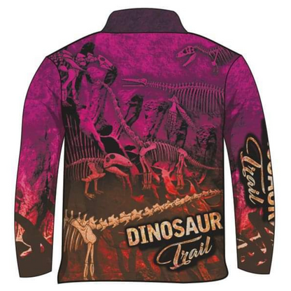 ★Pre-Order★ Kids | Dinosaur Trail Fossils Purple Shirt Z and TEE camping fishing GIRLS DESIGNS KIDS LJM men Preorder quick dry spo-default spo-disabled sun sun shirt sun shirts sunsafe uv