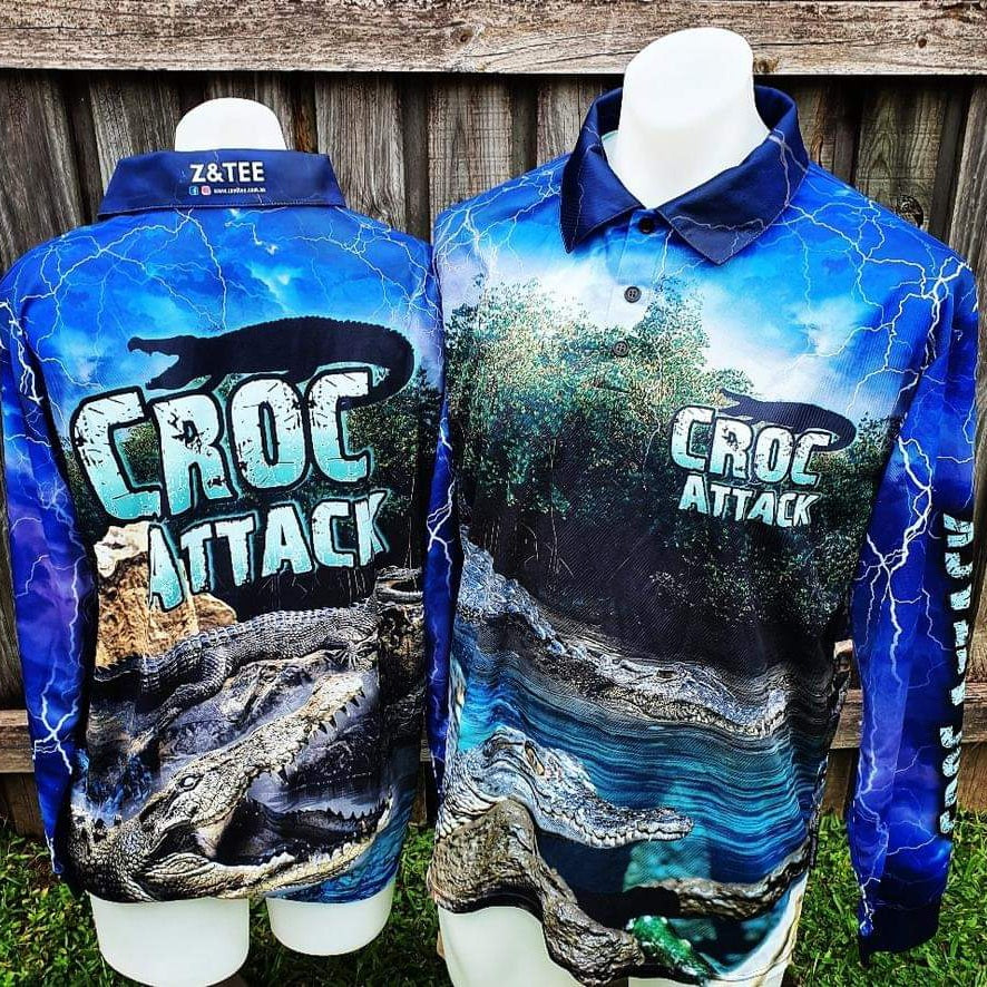 ★Pre-Order★ Men's | Croc Attack Fishing Shirt Z and TEE barramundi boy boys COUNTRY WESTERN DESIGNS fishing LJM men mens Preorder quick dry spo-default spo-disabled sun sun shirt sun shirts sunsafe uv western