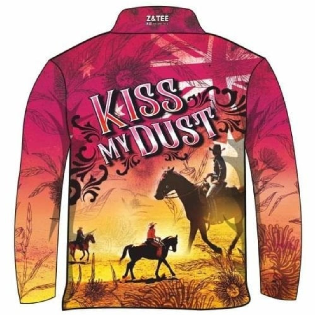 ★Pre-Order★ Western | Kiss My Dust Australia Fishing Shirt Z and TEE Australia Australia Day Australian camping COUNTRY WESTERN DESIGNS fishing KIDS LJM men Preorder quick dry spo-default spo-disabled sun sun shirt sun shirts sunsafe uv WOMEN'S DESIGNS womens