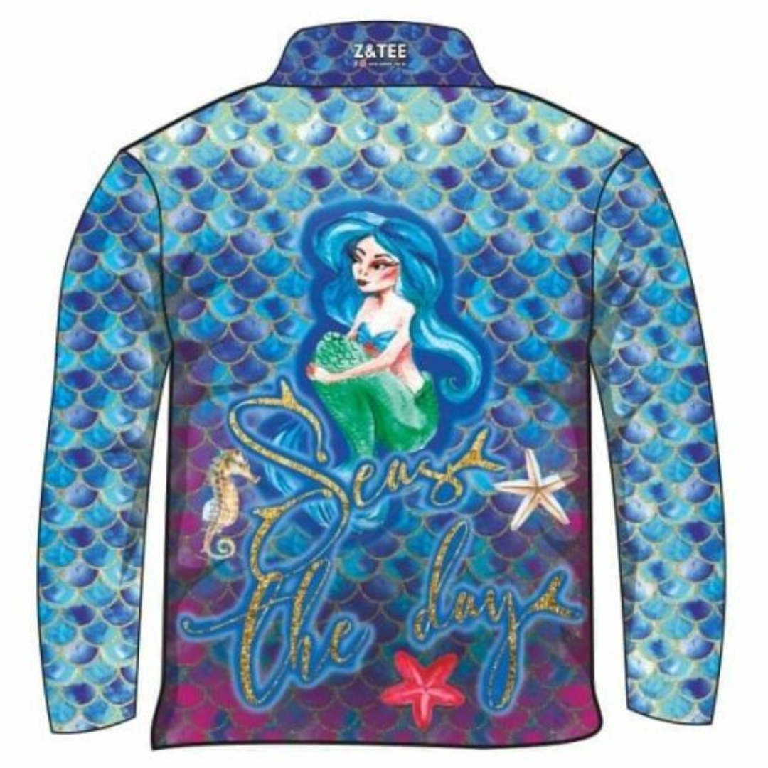 ★Pre-Order★ Kids | Mermaid Seas the Day Shirt Z and TEE camping fishing GIRL'S DESIGNS KIDS KIDS ALL kids design KIDS DESIGNS Kids UV rated shirt LJM Preorder quick dry spo-default spo-disabled sun sun shirt sun shirts sunsafe uv