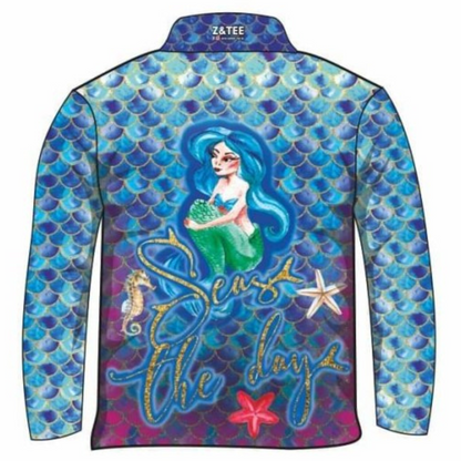 ★Pre-Order★ Kids | Mermaid Seas the Day Shirt Z and TEE camping fishing GIRL'S DESIGNS KIDS KIDS ALL kids design KIDS DESIGNS Kids UV rated shirt LJM Preorder quick dry spo-default spo-disabled sun sun shirt sun shirts sunsafe uv