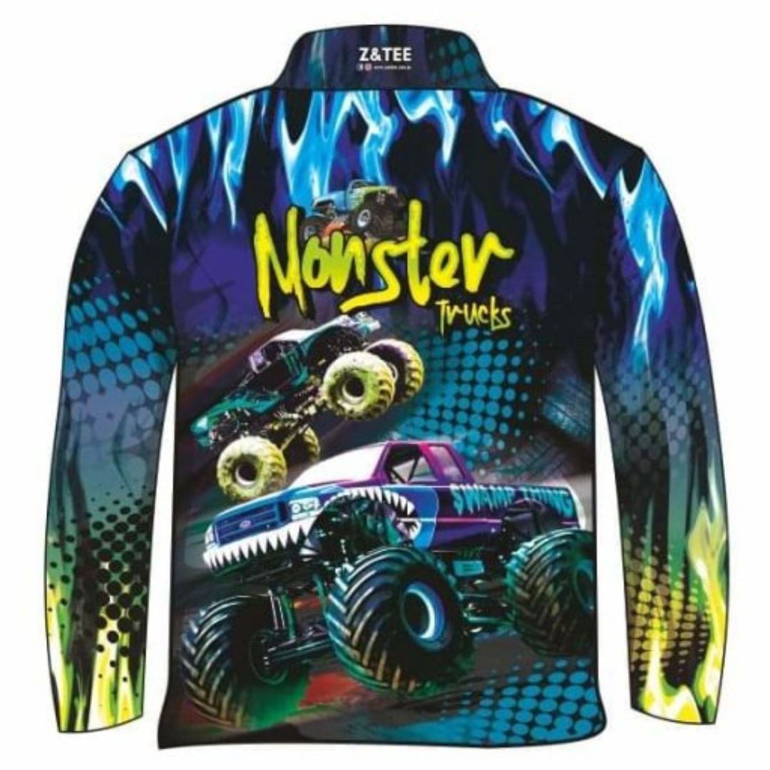 ★Pre-Order★ Kids | Monster Truck Blue Shirt Z and TEE BOYS DESIGNS camping fishing KIDS LJM men MEN'S DESIGNS Preorder quick dry spo-default spo-disabled sun sun shirt sun shirts sunsafe uv