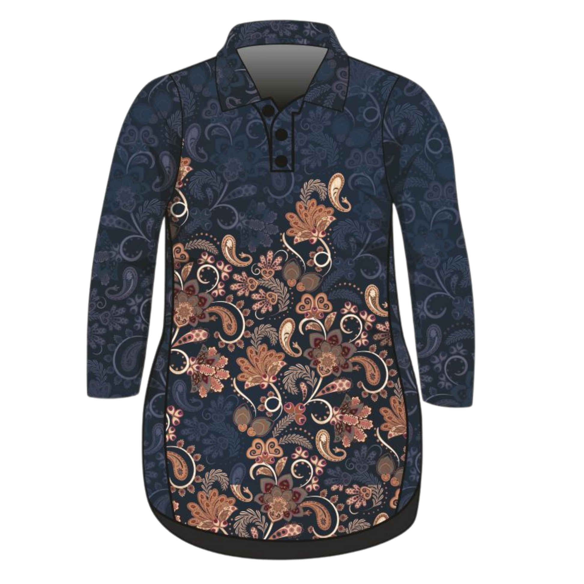 ★ Pre-Order ★ Paisley Navy Lifestyle Fishing Dress Long Sleeve Z and TEE girls womens