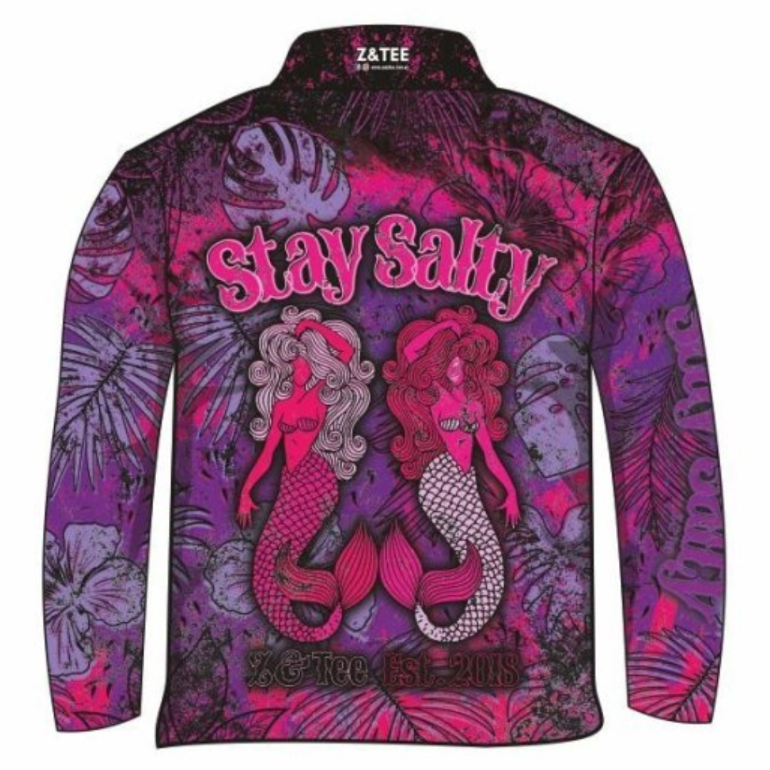 ★Pre-Order★ Stay Salty | Purple Pink Mermaid Shirt Z and TEE camping fishing GIRLS DESIGNS KIDS LJM men Preorder quick dry spo-default spo-disabled sun sun shirt sun shirts sunsafe uv WOMEN'S DESIGNS womens