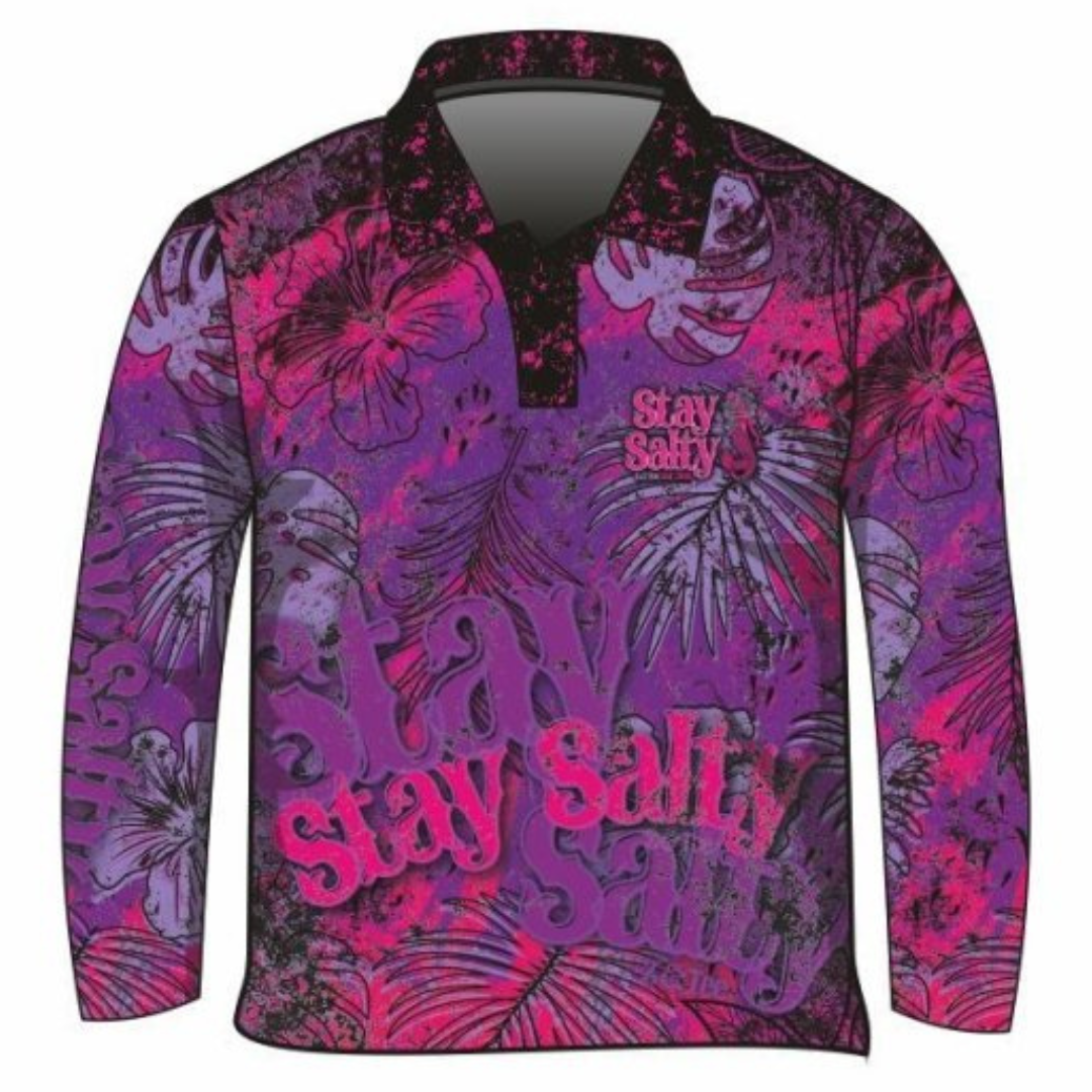 ★Pre-Order★ Stay Salty | Purple Pink Mermaid Shirt Z and TEE camping fishing GIRLS DESIGNS KIDS LJM men Preorder quick dry spo-default spo-disabled sun sun shirt sun shirts sunsafe uv WOMEN'S DESIGNS womens