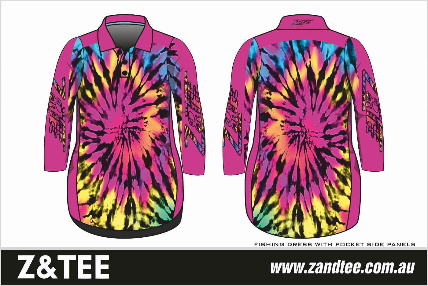 Tie-Dye Pink Lifestyle Fishing Dress Z and TEE girls GIRLS DESIGNS in stock lastchance MANDALA pink WOMEN'S DESIGNS womens