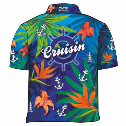 Tropical | Cruisin Blue Tropical Hawaiian Party Cruise Short Sleeve Shirt Z and TEE 2XL 3XL BUY2SHIRTS Cruise Cruising DAD Floral Flowers Hawaiian Hawiian HIM ALL in stock L Last Chance lastchance LJM M men mens quick dry S Ship spo-default spo-disabled sun sun shirt sun shirts sunsafe Tropical TROPICAL DESIGNS uv XL XS