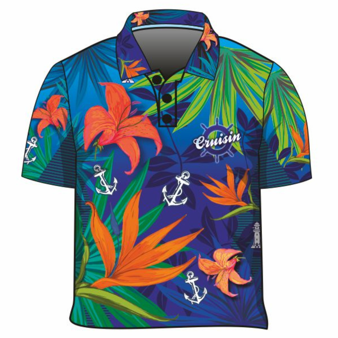 Tropical | Cruisin Blue Tropical Hawaiian Party Cruise Short Sleeve Shirt Z and TEE 2XL 3XL BUY2SHIRTS Cruise Cruising DAD Floral Flowers Hawaiian Hawiian HIM ALL in stock L Last Chance lastchance LJM M men mens quick dry S Ship spo-default spo-disabled sun sun shirt sun shirts sunsafe Tropical TROPICAL DESIGNS uv XL XS