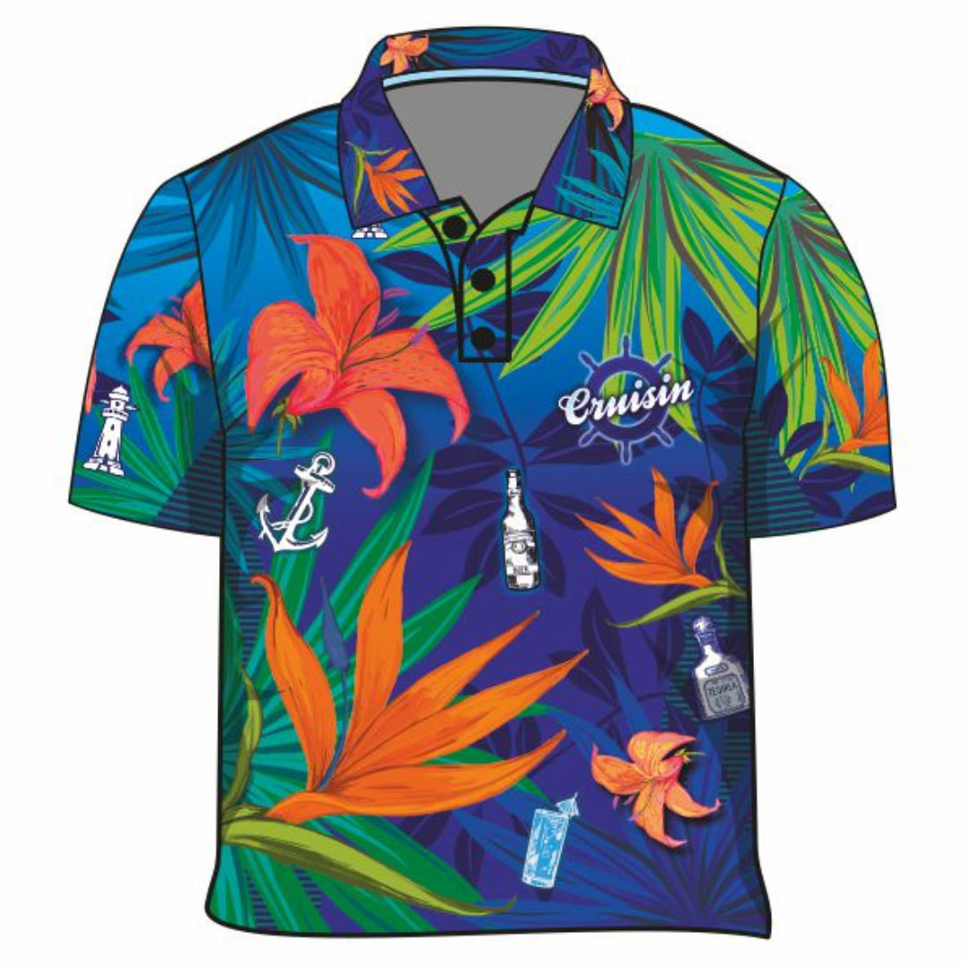 Tropical | Cruisin Blue Tropical Hawaiian Party Cruise Short Sleeve Shirt Z and TEE 2XL 3XL BUY2SHIRTS Cruise Cruising DAD Floral Flowers Hawaiian Hawiian HIM ALL in stock L Last Chance lastchance LJM M men mens quick dry S Ship spo-default spo-disabled sun sun shirt sun shirts sunsafe Tropical TROPICAL DESIGNS uv XL XS