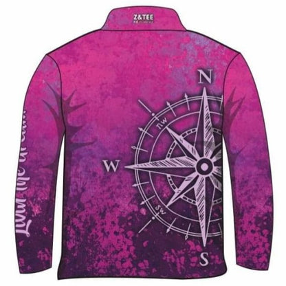 ★Pre-Order★ Compass | Purple Pink Shirt Z and TEE camping fishing GIRLS DESIGNS KIDS LJM men PATTERN AND PLAIN DESIGNS Preorder quick dry spo-default spo-disabled sun sun shirt sun shirts sunsafe uv WOMEN'S DESIGNS womens