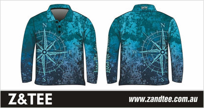 Pre-Order Adventure | Teal Compass | Fishing Shirt Z and TEE camping fishing KIDS LJM men MEN'S DESIGNS mens MEN’S DESIGNS PATTERN AND PLAIN DESIGNS Preorder quick dry spo-default spo-disabled sun sun shirt sun shirts sunsafe uv women's WOMEN'S DESIGNS Women's Fishing Women's Fishing Shirt