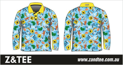 ★Pre-Order★ Australian | Fair Dinkum Aussie Light Blue Shirt Z and TEE aussie Australia Australia Day Australian bin chicken boys camping fishing ibis kangaroo KIDS LJM Preorder quick dry spo-default spo-disabled sun sun shirt sun shirts sunsafe uv