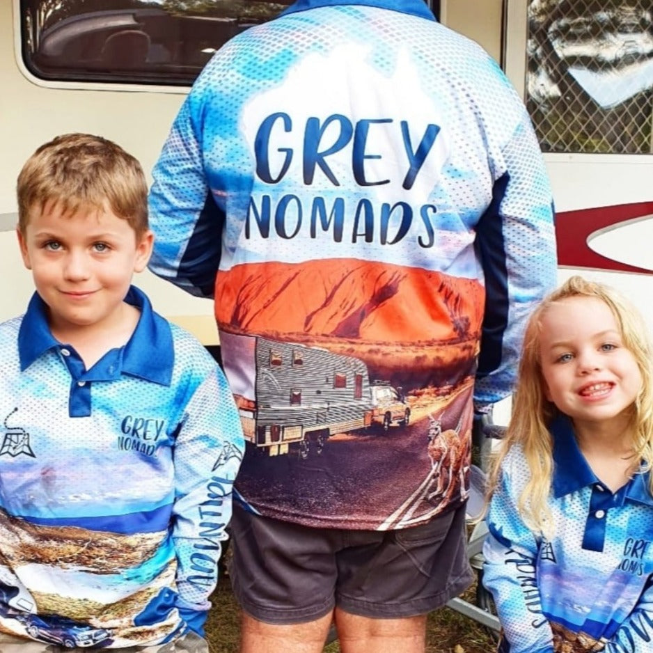 Camping & Caravan | Grey Nomads Caravan Shirt Z and TEE Australia Australia Day Australian Australiana BUY2SHIRTS camping CAMPING AND CARAVAN DESIGNS camping shirt DAD In Stock lastchance LJM men offroad quick dry spo-default spo-disabled sun sun shirt sun shirts sunsafe uv z&tee