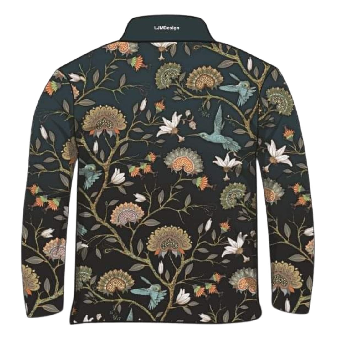 ★Pre-Order★ Pattern | Hummingbird Floral Black Shirt Z and TEE Australia Australia Day Australian camping fishing LJM men PATTERN AND PLAIN DESIGNS Preorder quick dry spo-default spo-disabled sun sun shirt sun shirts sunsafe uv WOMEN'S DESIGNS womens