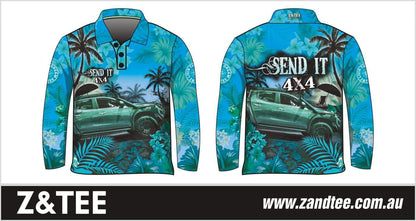 ★Pre-Order★ 4x4 | Send It 4x4 Tropical Aqua UV Protection Shirt Z and TEE 4wd 4x4 4X4 DESIGNS boy boys camping cape en fishing FLORAL girl girls KIDS LJM men mens Preorder quick dry spo-default spo-disabled sun sun shirt sun shirts sunsafe tip travel uv Women womens