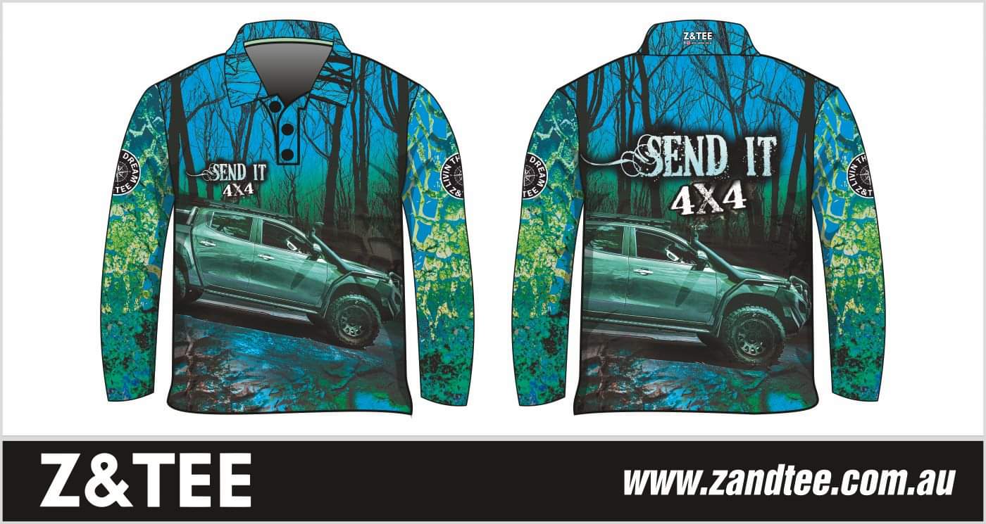 ★Pre-Order★ 4x4 | Send It Bush Aqua Shirt Z and TEE 4wd 4x4 4X4 DESIGNS boy boys camping cape en fishing girl girls KIDS LJM men mens Preorder quick dry spo-default spo-disabled sun sun shirt sun shirts sunsafe tip travel uv Women womens