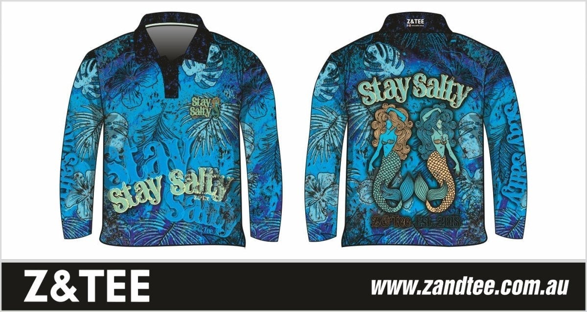 ★Pre-Order★ Stay Salty | Mermaid Aqua Shirt Z and TEE blue camping fishing KIDS ladies LJM mermaid Preorder quick dry spo-default spo-disabled sun sun shirt sun shirts sunsafe uv Women women's WOMEN'S DESIGNS