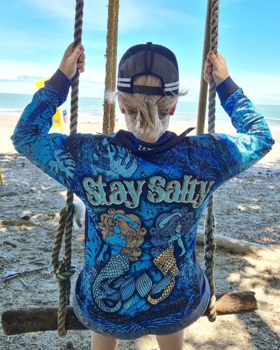 ★Pre-Order★ Stay Salty | Mermaid Aqua Shirt Z and TEE blue camping fishing KIDS ladies LJM mermaid Preorder quick dry spo-default spo-disabled sun sun shirt sun shirts sunsafe uv Women women's WOMEN'S DESIGNS