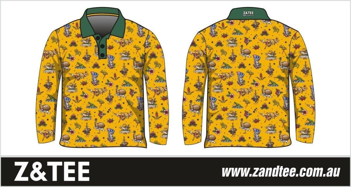 ★Pre-Order★ Australian | Straya Gold Fishing Shirt Z and TEE Australia Australia Day Australian camping COUNTRY WESTERN DESIGNS fishing LJM MEN'S DESIGNS mens Preorder quick dry spo-default spo-disabled sun sun shirt sun shirts sunsafe uv western